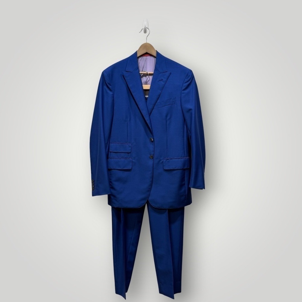 Isaia Napoli Mens Nuova Base S Royal Blue Wool Mohair Suit IT 52 8R / 42R